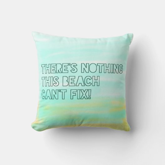 ビーチ恋人引用文水彩タイポグラフィ クッション (正面)