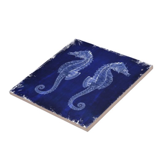 ビーチ愛好家の沿岸海ブルーシーホース タイル (側面)