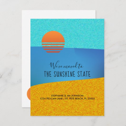ビーチ我々サンシャイン州新しいアドレスに移動 案内ポストカード (正面/裏面)