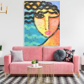 ビーチ抽象芸術ポートレートのOSBボード上の女性 キャンバスプリント (インサイチュ (リビング))