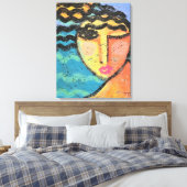 ビーチ抽象芸術ポートレートのOSBボード上の女性 キャンバスプリント (インサイチュ (寝室))