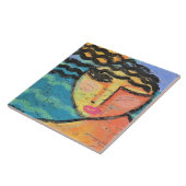 ビーチ抽象芸術ポートレートのOSBボード上の女性 タイル (側面)