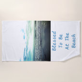 ビーチ抽象芸術写真テンプレートタイポグラフィブルーウィット ビーチタオル (正面)