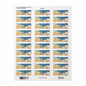 ビーチ抽象芸術差出人住所ラベル-5行 ラベル (フルシート)