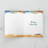 ビーチ抽象芸術考えの女性 カード (内部)