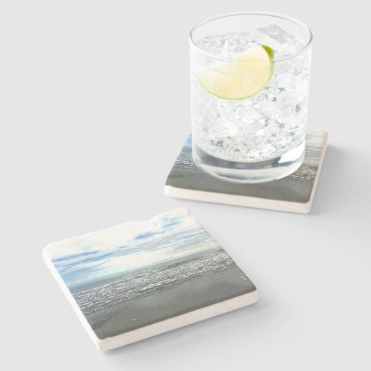 ビーチ抽象芸術芸術的航海のギフトの好意 ストーンコースター (横)