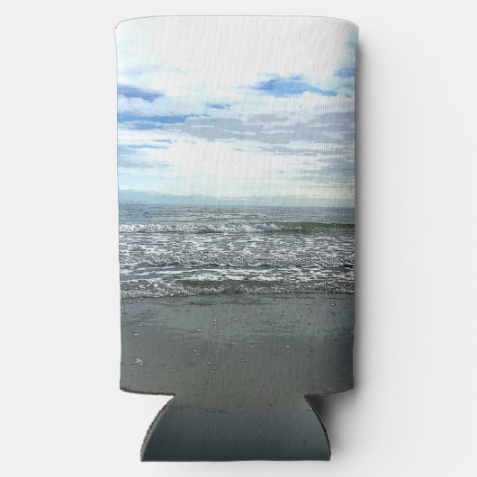 ビーチ抽象芸術芸術的航海のギフトの好意 スリム缶クーラー (裏面)