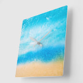 'ビーチ'抽象芸術 スクエア壁時計 (傾斜)