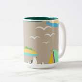 ビーチ抽象芸術 ツートーンマグカップ (正面右)