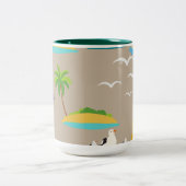 ビーチ抽象芸術 ツートーンマグカップ (中央)