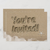 ビーチ招待されましたタイポグラフィパーティの招待状 招待状 (正面/裏面)