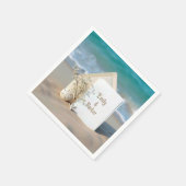 ビーチ招待状魚介砂 スタンダードカクテルナプキン (角)