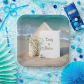 ビーチ招待状魚介砂 ペーパープレート (パーティー)