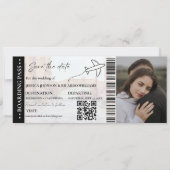 ビーチ搭乗券ウェディング日付チケットを保存 招待状 (正面)