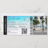 ビーチ搭乗券ウェディング日付チケットを保存 招待状 (正面)