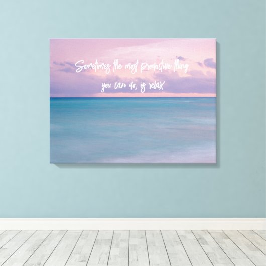 ビーチ撮影用デコールと旅行引用文 キャンバスプリント (インサイチュ (ウッドフロア))