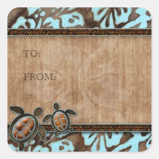 ビーチ救日付結婚贈ラベルのステッカー スクエアシール (正面)