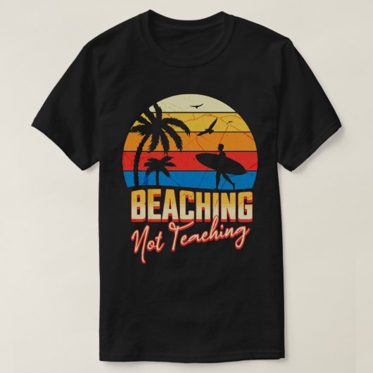 ビーチ教えのおもしろいレトロな夏先生b tシャツ (デザイン正面)