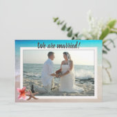 ビーチ新婚プライベート婚姻通知フラットカード (スタンド正面)
