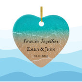 ビーチ新婚夫婦クリスマス写真オーナメント セラミックオーナメント