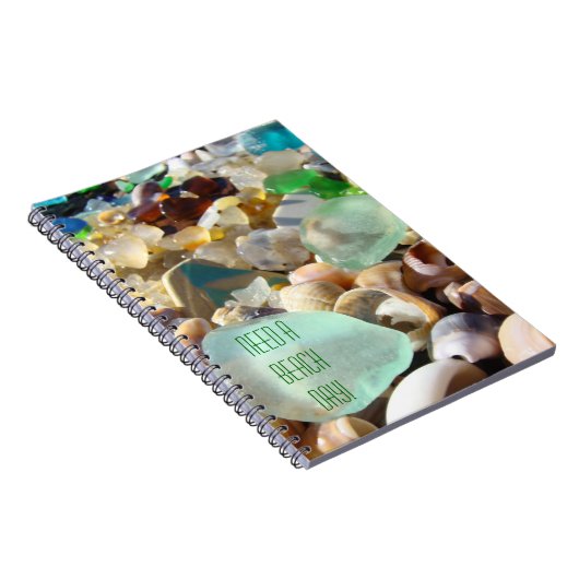 ビーチ日を必要として下さい! ノートの螺線形の海ガラスの瑪瑙 ノートブック (右側)