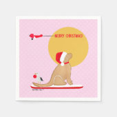 ビーチ日ゴールデンクリスマスピンク スタンダードカクテルナプキン (正面)