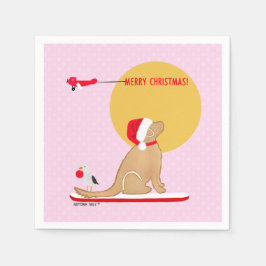 ビーチ日ゴールデンクリスマスピンク スタンダードカクテルナプキン