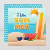 ビーチ日ハローサマーグリーティングカード (正面/裏面)