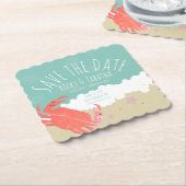 ビーチ日付カニ砂の海波を保存 ペーパーコースター (アングル)