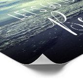 ビーチ日写真の曇りブルーフォグフォギー ポスター (角)