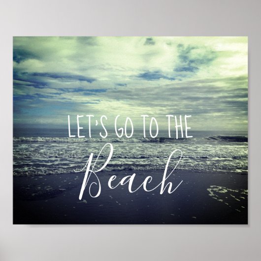 ビーチ日写真の曇りブルーフォグフォギー ポスター (正面)