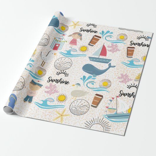 ビーチ日包装紙 ラッピングペーパー (アンロールド)