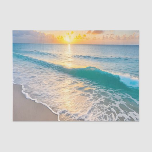 ビーチ日没デクページ 薄葉紙 (正面)