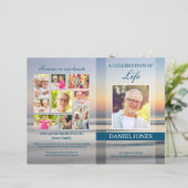 ビーチ日没葬式プログラムテンプレート (スタンド正面)