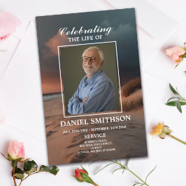 ビーチ日没葬祭サービスプログラムお祝い チラシ