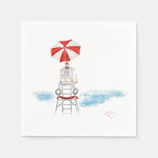 ビーチ時計 スタンダードカクテルナプキン (正面)