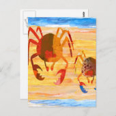 ビーチ時間おもしろいカニ巡回 ポストカード (正面/裏面)