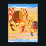 ビーチ時間おもしろいカニ巡回 ポストカード<br><div class="desc">明るい鮮やかとおもしろいの海が混インスパイア合したメディアの海の生活。太陽のビーチタイムとカニおもしろいだ。ビーチ、海、カニ愛好家のための素敵なおもしろいデザイン。</div>