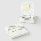 ビーチ時間は最高の時間カスタム ストーンコースター (横)