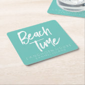 ビーチ時間パーティー スクエアペーパーコースター (アングル)