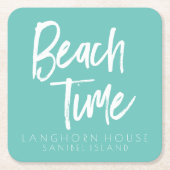 ビーチ時間パーティー スクエアペーパーコースター (正面)