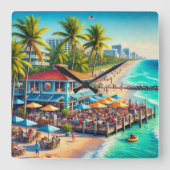 ビーチ時間ビーチカフェ壁時計 スクエア壁時計 (正面)