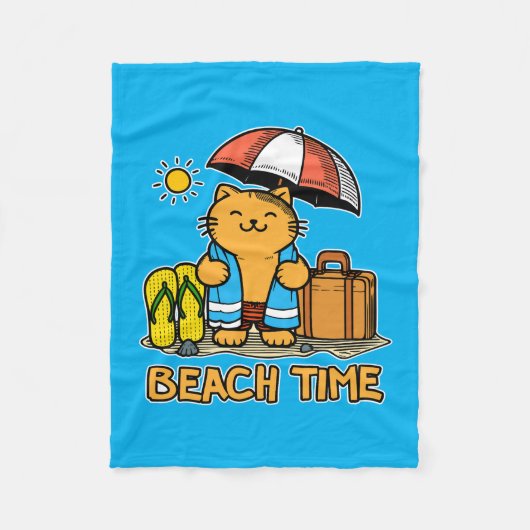 ビーチ時間1 フリースブランケット (正面)