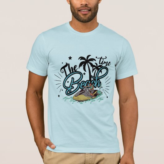 ビーチ時間、サーフィンオンビーチ Tシャツ (正面)