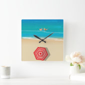 ビーチ時間! スクエア壁時計 (ホーム)