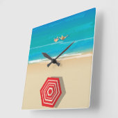 ビーチ時間! スクエア壁時計 (傾斜)
