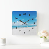 ビーチ時間 スクエア壁時計 (ホーム)