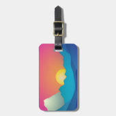 ビーチ景観抽象芸術 ラゲッジタグ (正面縦)