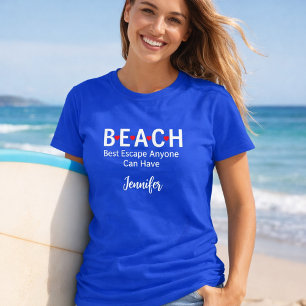 ビーチ最高のエスケープ誰でも青い名前を持つことができる Tシャツ