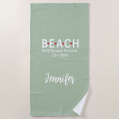 ビーチ最高の脱出誰でもセージ緑を持つことができ ビーチタオル (正面)
